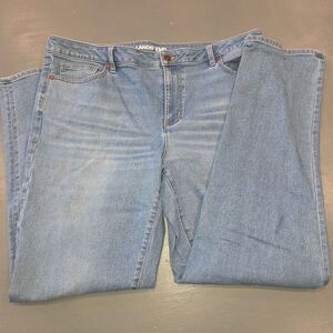 Lands' End Women Sz 18 High Rise Straight Leg Light Wash Sustainable Denim Jeans